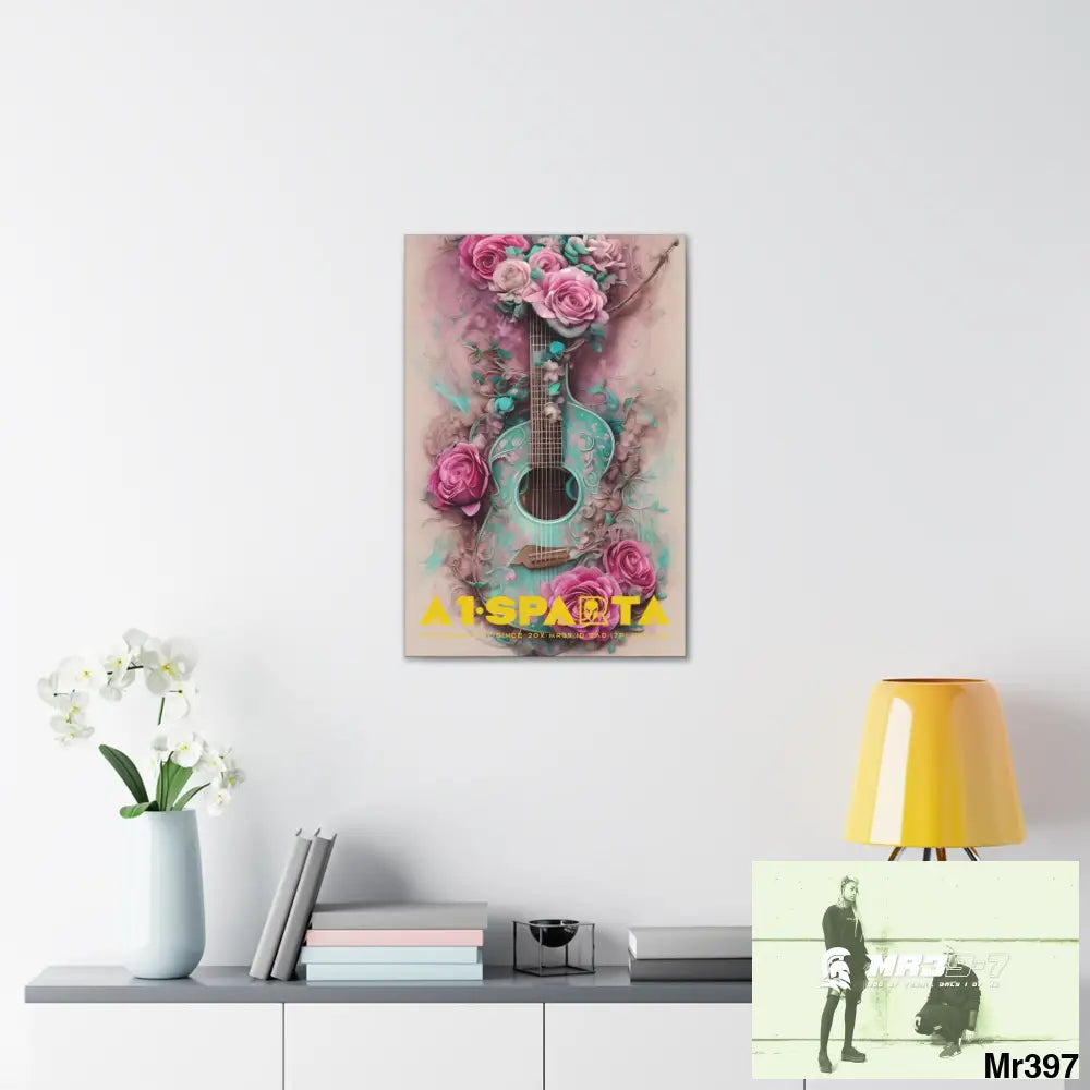 Canvas Gallery Wraps A1.Sparta Pink Roses & Guitar Canvas