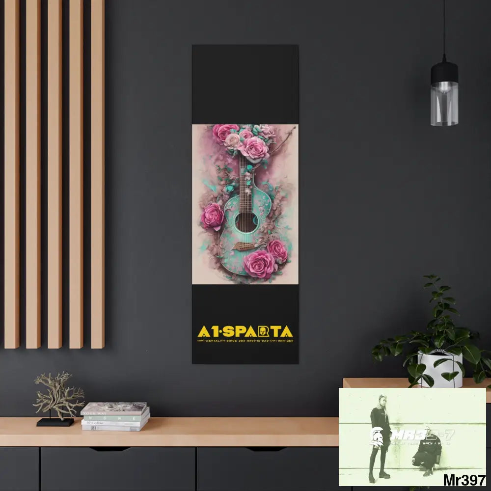 Canvas Gallery Wraps A1.Sparta Pink Roses & Guitar Canvas