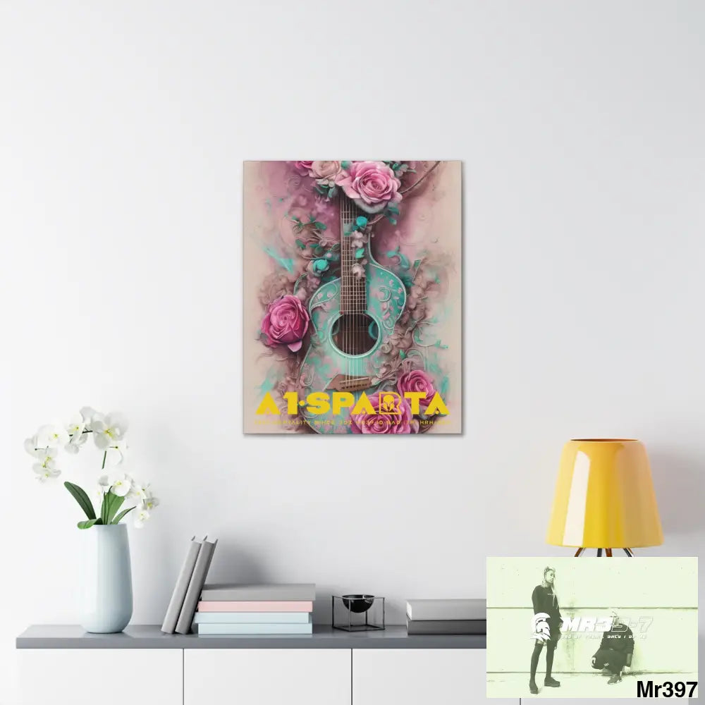 Canvas Gallery Wraps A1.Sparta Pink Roses & Guitar Canvas