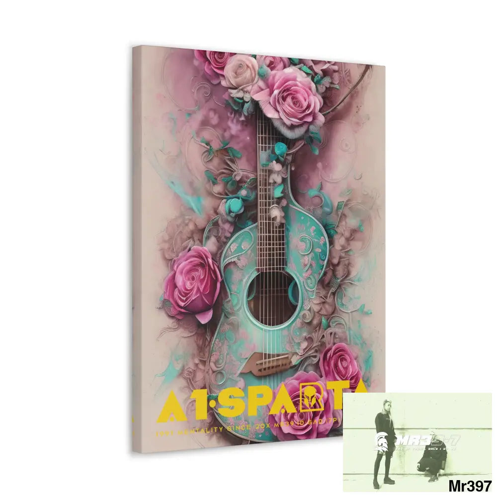 Canvas Gallery Wraps A1.Sparta Pink Roses & Guitar Canvas