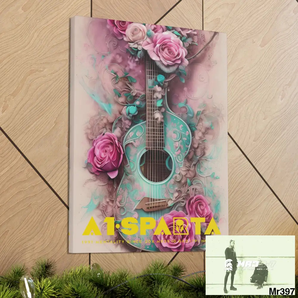 Canvas Gallery Wraps A1.Sparta Pink Roses & Guitar Canvas