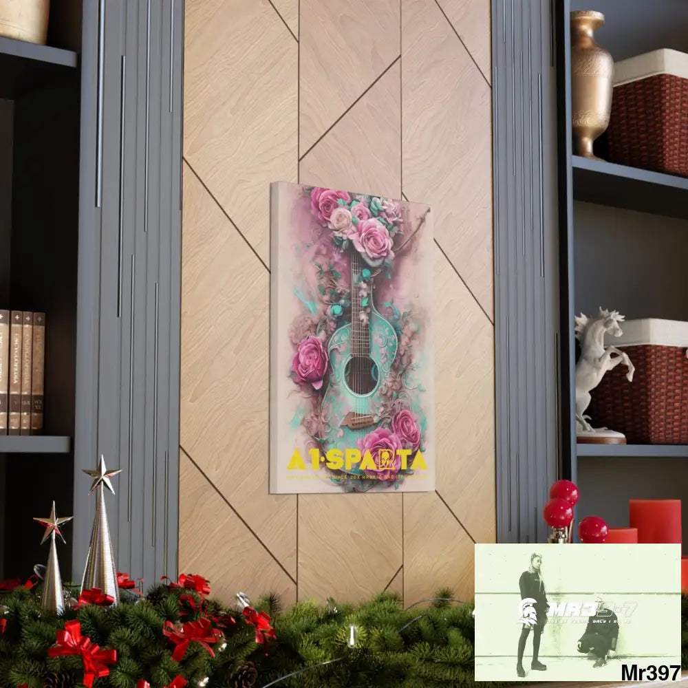 Canvas Gallery Wraps A1.Sparta Pink Roses & Guitar Canvas