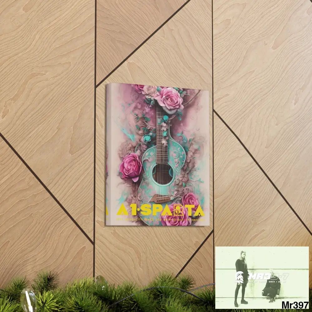 Canvas Gallery Wraps A1.Sparta Pink Roses & Guitar Canvas