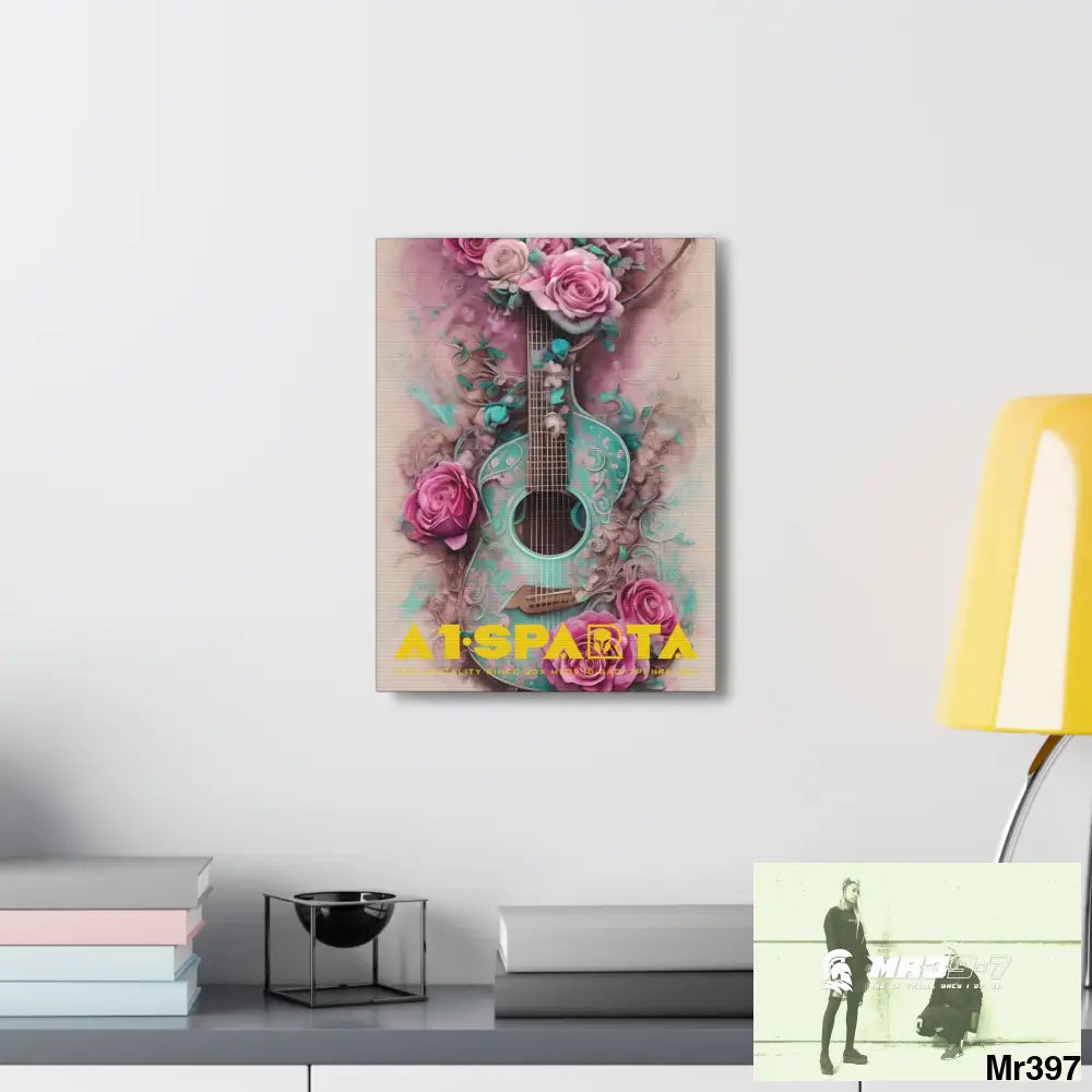 Canvas Gallery Wraps A1.Sparta Pink Roses & Guitar Canvas