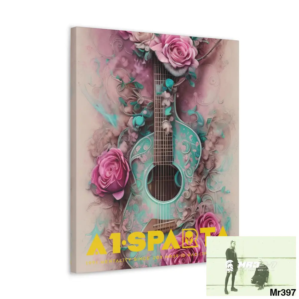 Canvas Gallery Wraps A1.Sparta Pink Roses & Guitar Canvas