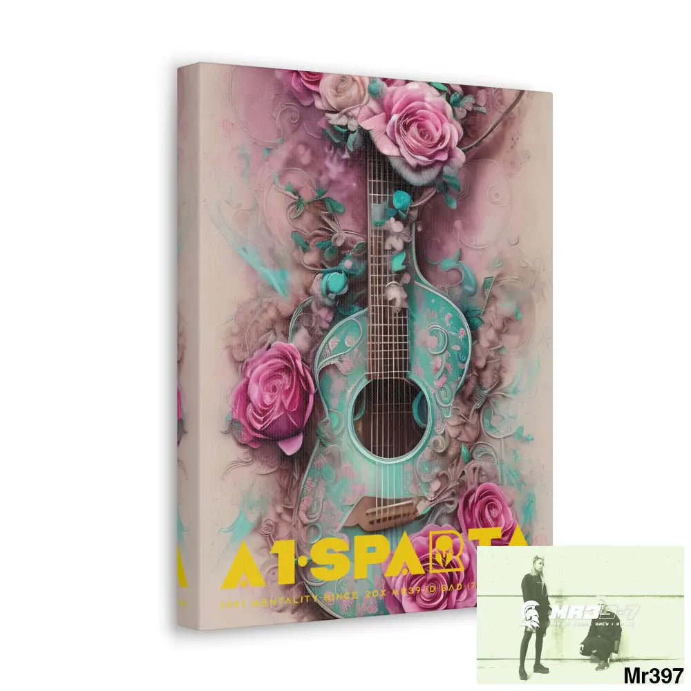 Canvas Gallery Wraps A1.Sparta Pink Roses & Guitar Canvas