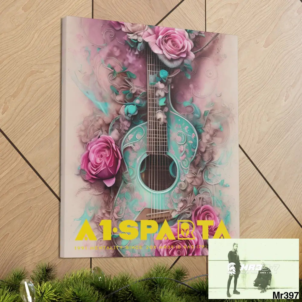 Canvas Gallery Wraps A1.Sparta Pink Roses & Guitar Canvas