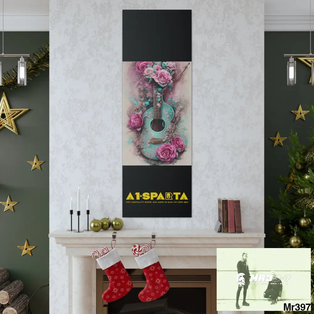 Canvas Gallery Wraps A1.Sparta Pink Roses & Guitar Canvas