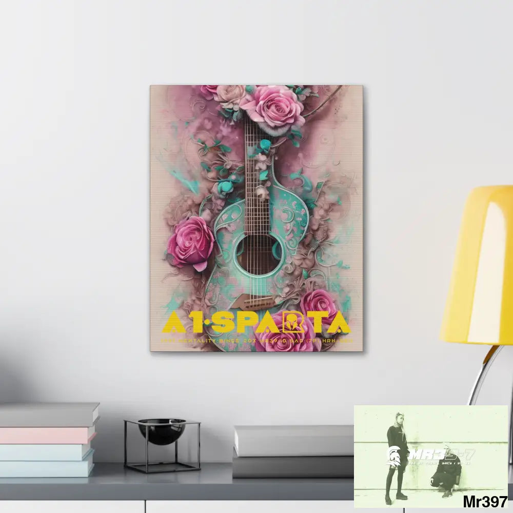 Canvas Gallery Wraps A1.Sparta Pink Roses & Guitar Canvas