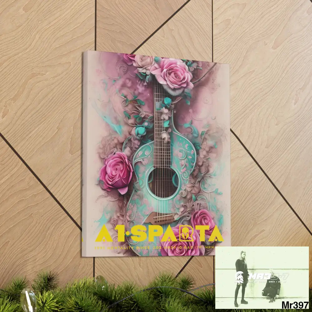 Canvas Gallery Wraps A1.Sparta Pink Roses & Guitar Canvas
