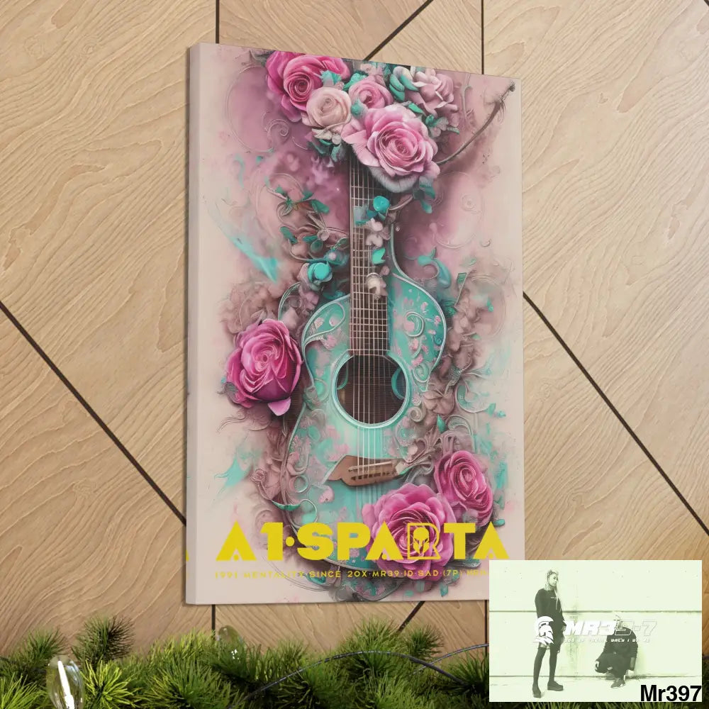 Canvas Gallery Wraps A1.Sparta Pink Roses & Guitar Canvas