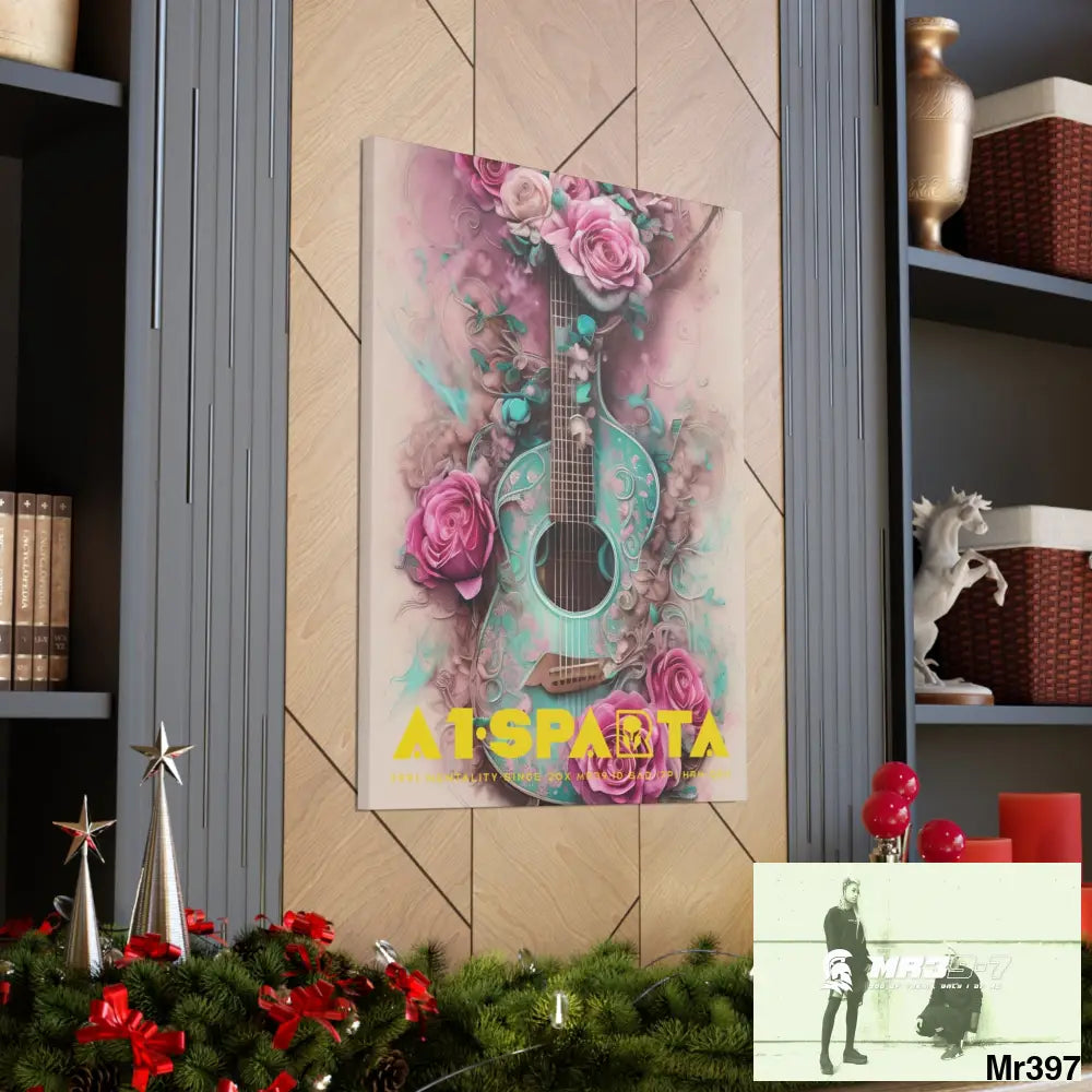 Canvas Gallery Wraps A1.Sparta Pink Roses & Guitar Canvas