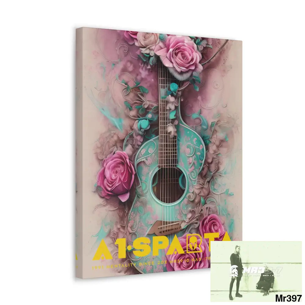 Canvas Gallery Wraps A1.Sparta Pink Roses & Guitar Canvas