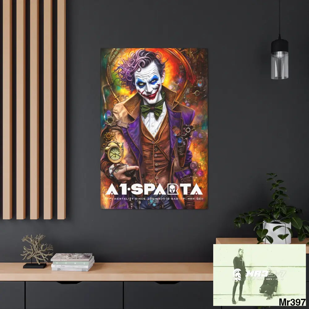 Canvas Gallery Wraps A1.Sparta Steampunk Joker Hearts Tribal Fractal 32″ x 48″ / Premium Gallery Wraps (1.25″) Canvas