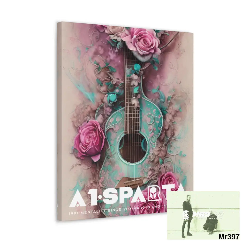 Canvas Gallery Wraps A1Sparta Pink Roses & Guitar Canvas