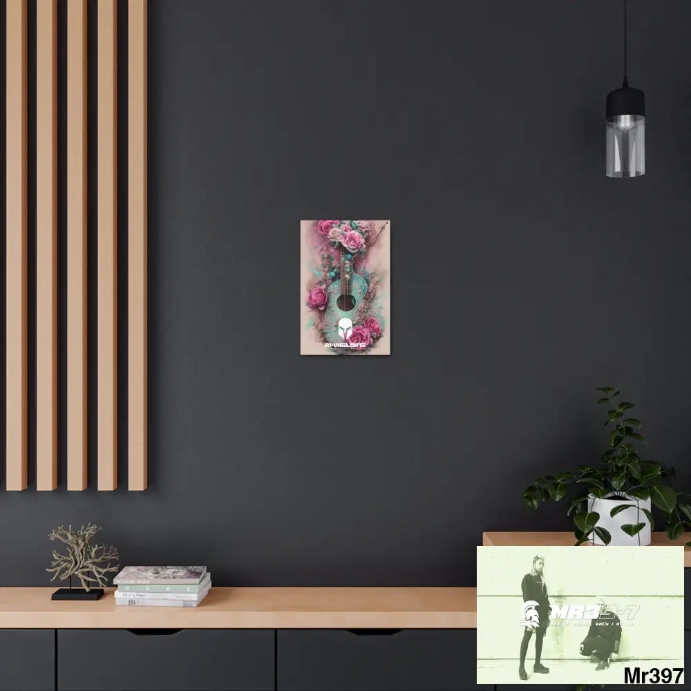 Canvas Gallery Wraps A1Sparta Pink Roses & Guitar Canvas