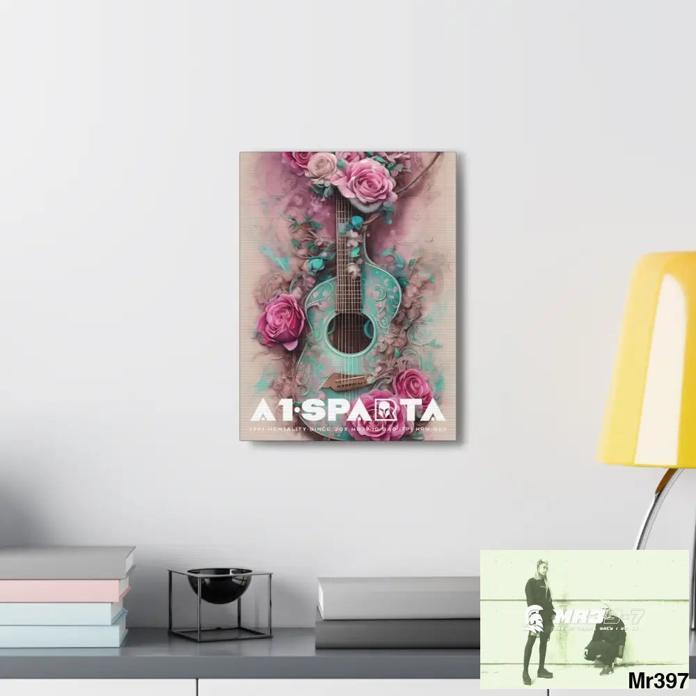Canvas Gallery Wraps A1Sparta Pink Roses & Guitar Canvas