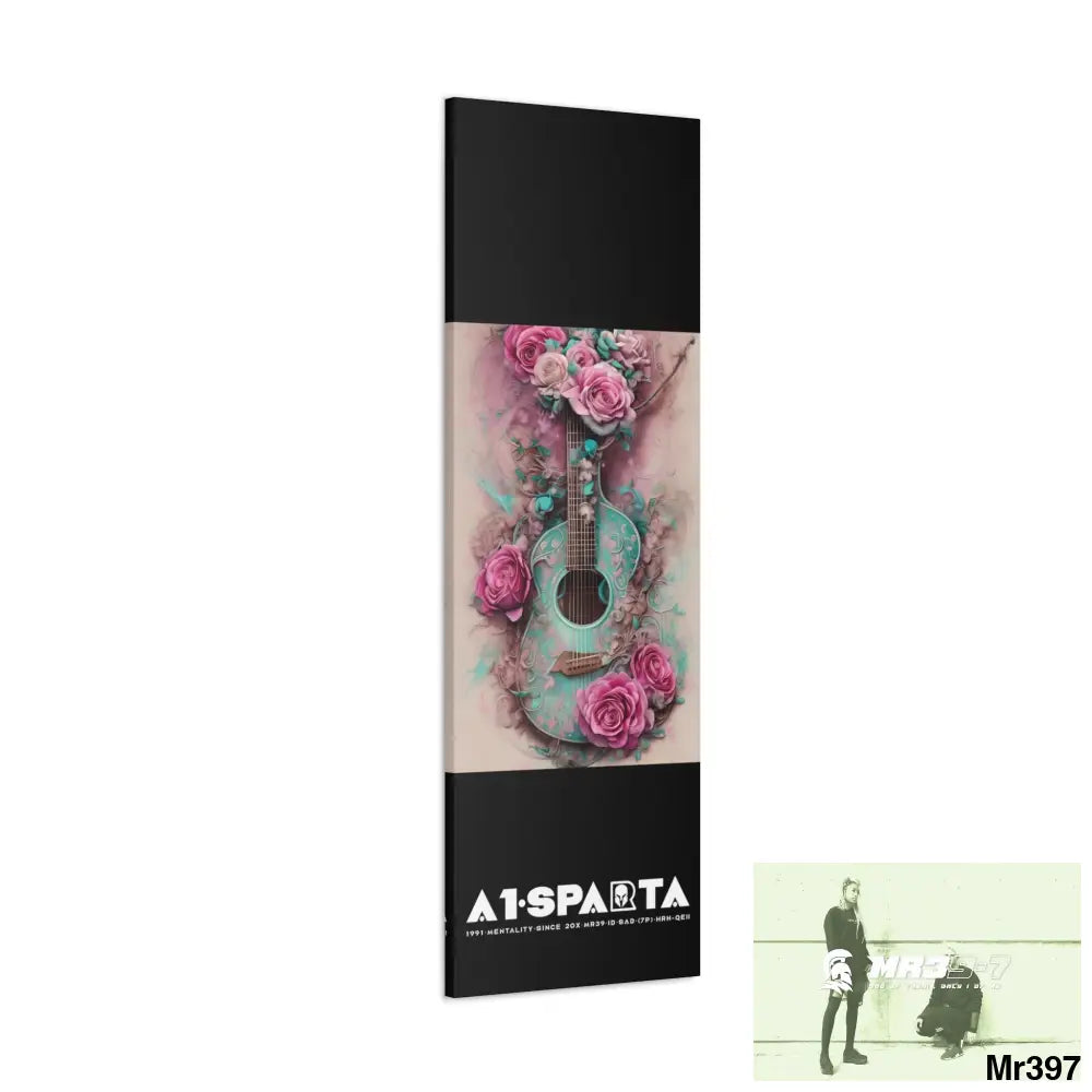 Canvas Gallery Wraps A1Sparta Pink Roses & Guitar Canvas