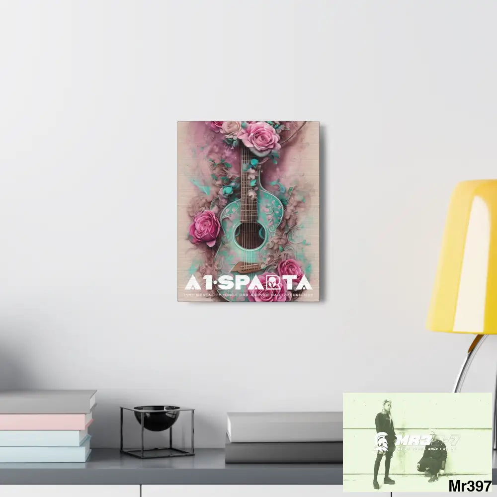 Canvas Gallery Wraps A1Sparta Pink Roses & Guitar Canvas