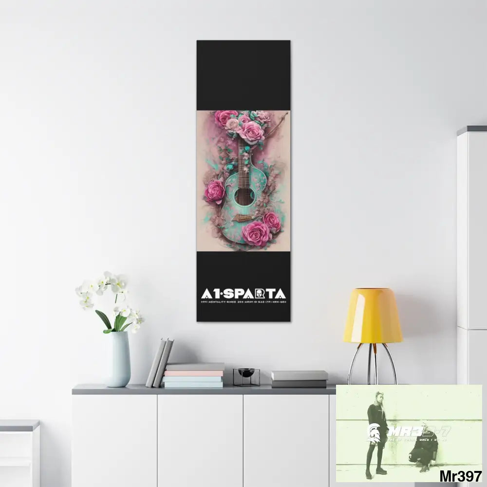 Canvas Gallery Wraps A1Sparta Pink Roses & Guitar Canvas