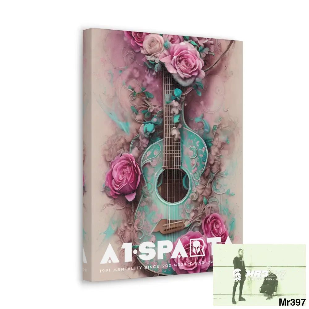 Canvas Gallery Wraps A1Sparta Pink Roses & Guitar Canvas