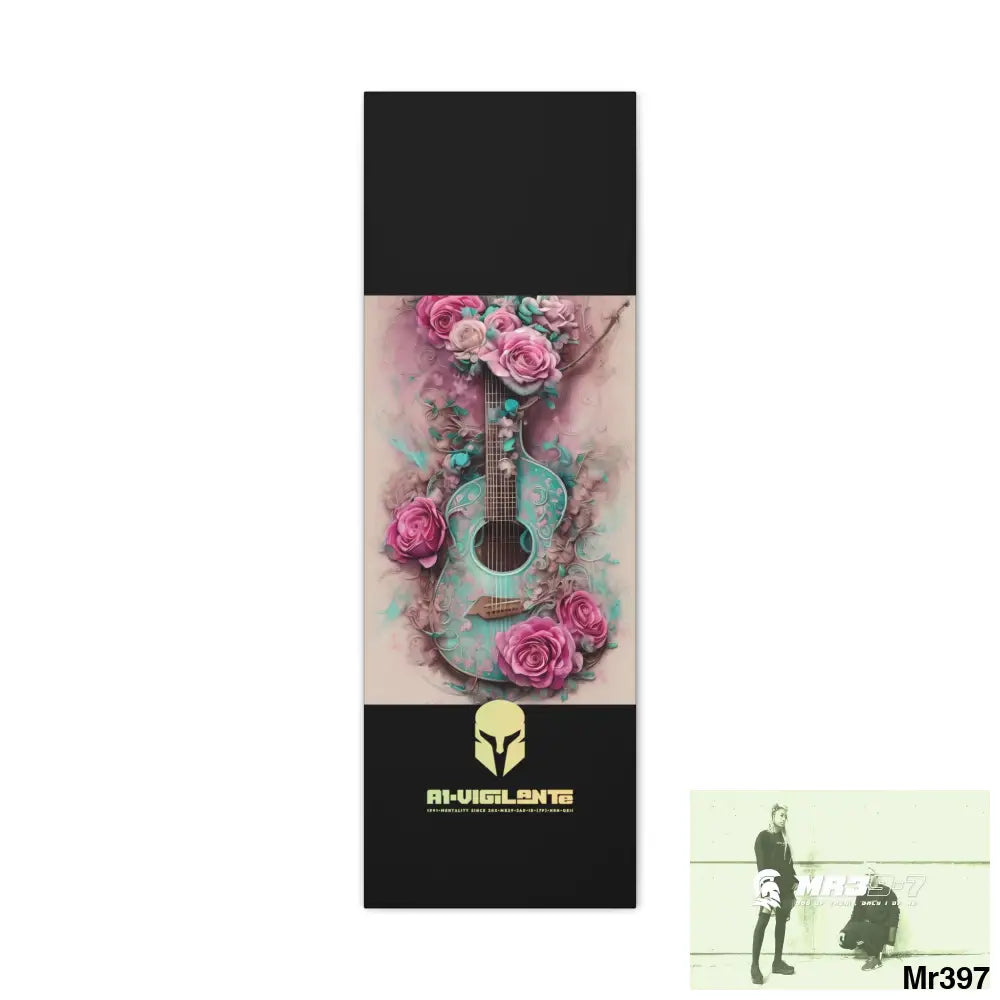 Canvas Gallery Wraps A1Vigilante Pink Roses & Guitar 12″ x 36″ / Premium Gallery Wraps (1.25″) Canvas