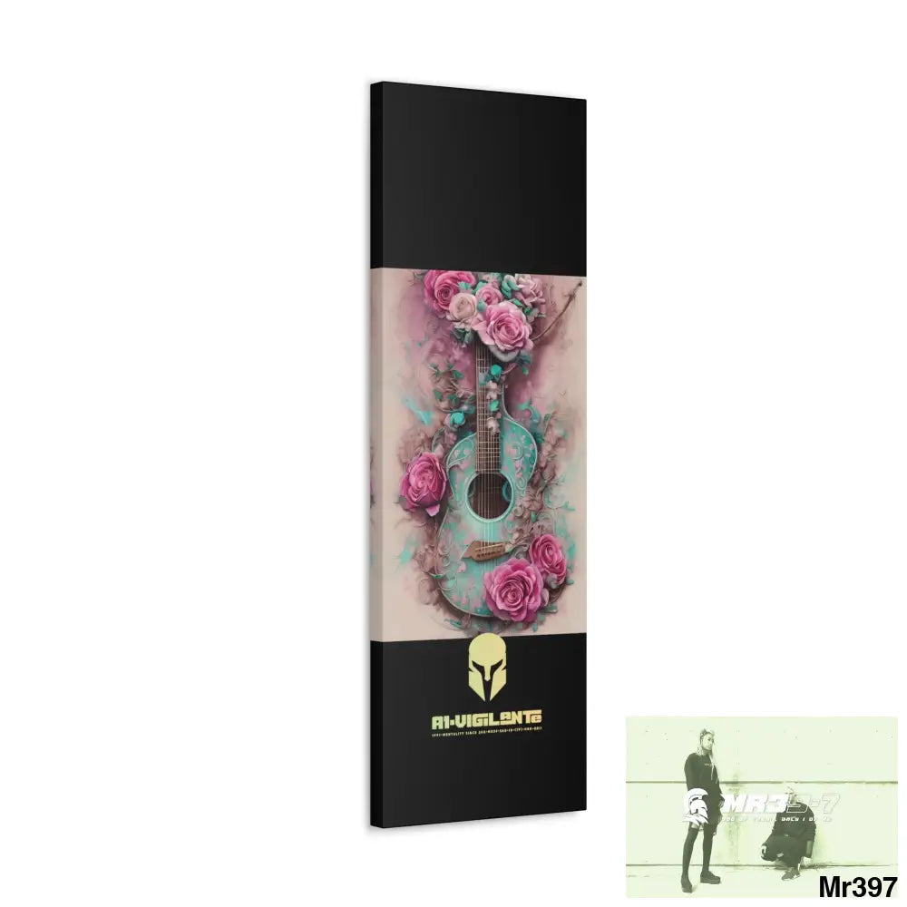 Canvas Gallery Wraps A1Vigilante Pink Roses & Guitar Canvas
