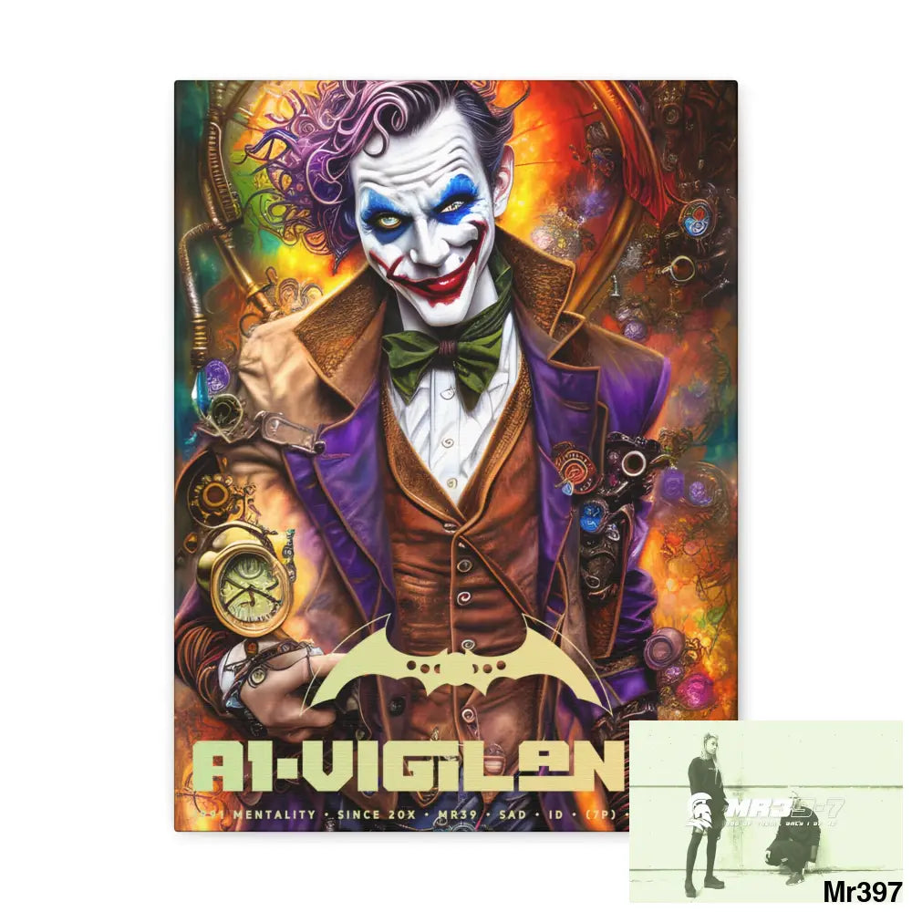 Canvas Gallery Wraps A1vigilante Steampunk Joker Hearts Tribal Fractal 12″ x 16″ / Premium Gallery Wraps (1.25″) Canvas