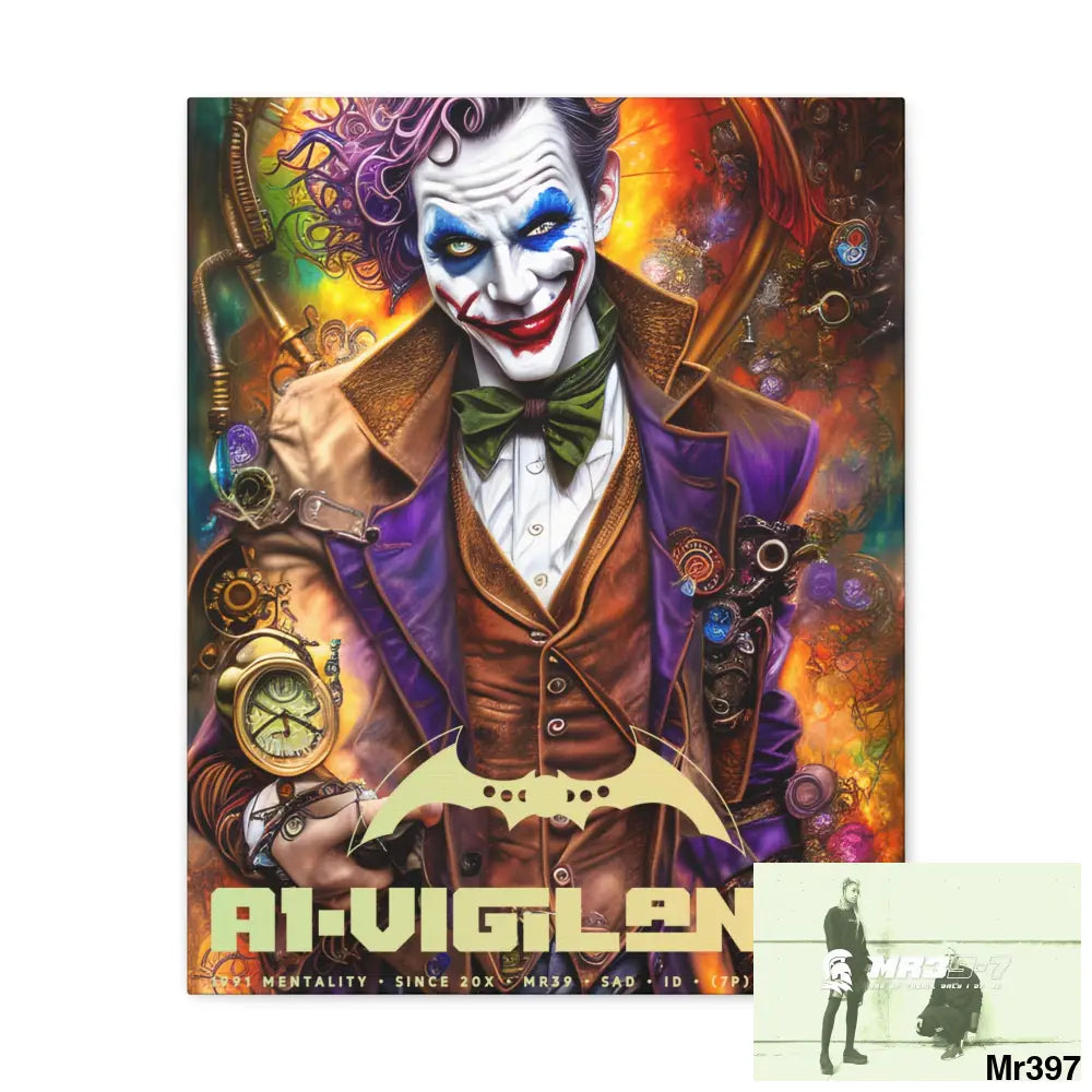 Canvas Gallery Wraps A1vigilante Steampunk Joker Hearts Tribal Fractal 16″ x 20″ / Premium Gallery Wraps (1.25″) Canvas