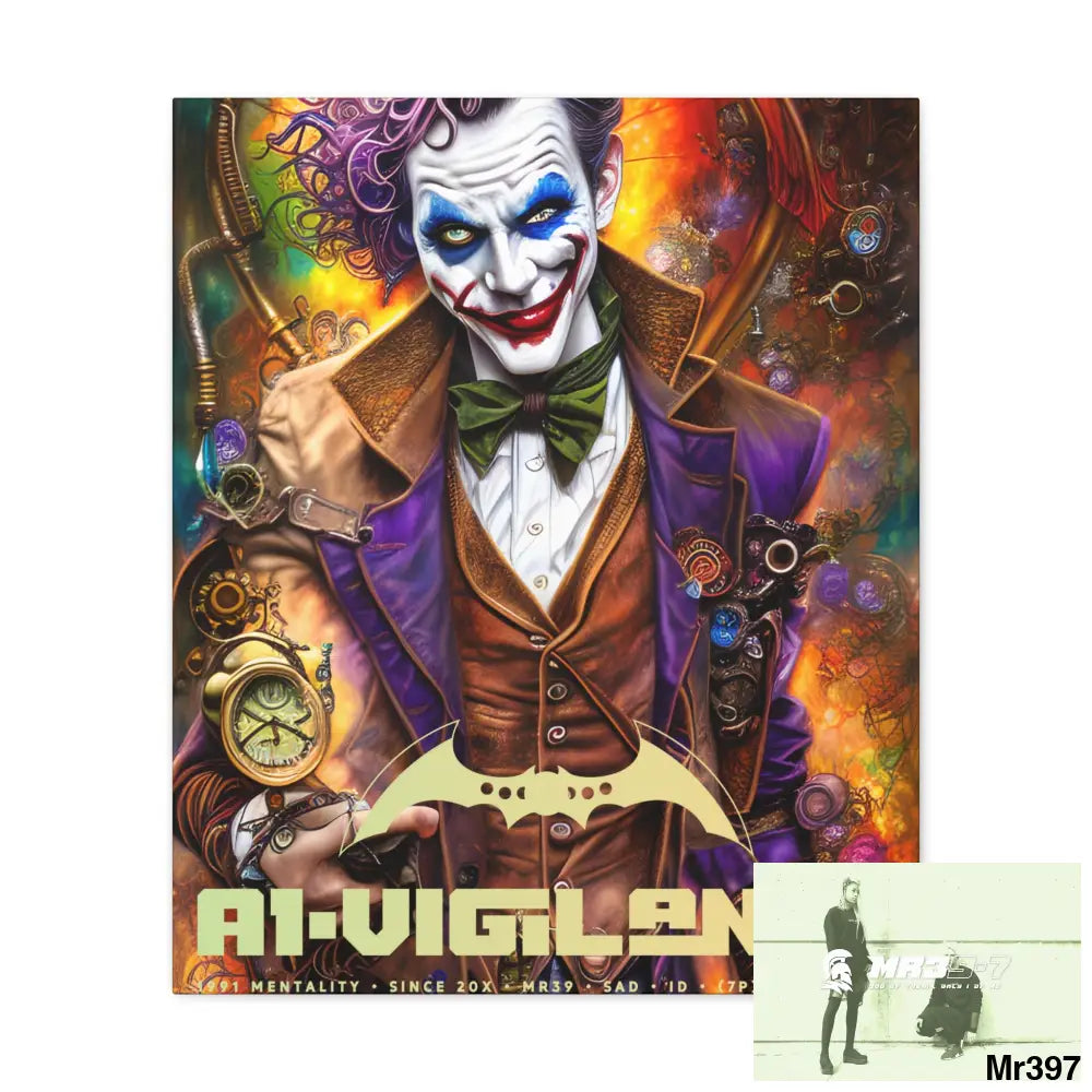 Canvas Gallery Wraps A1vigilante Steampunk Joker Hearts Tribal Fractal 20″ x 24″ / Premium Gallery Wraps (1.25″) Canvas