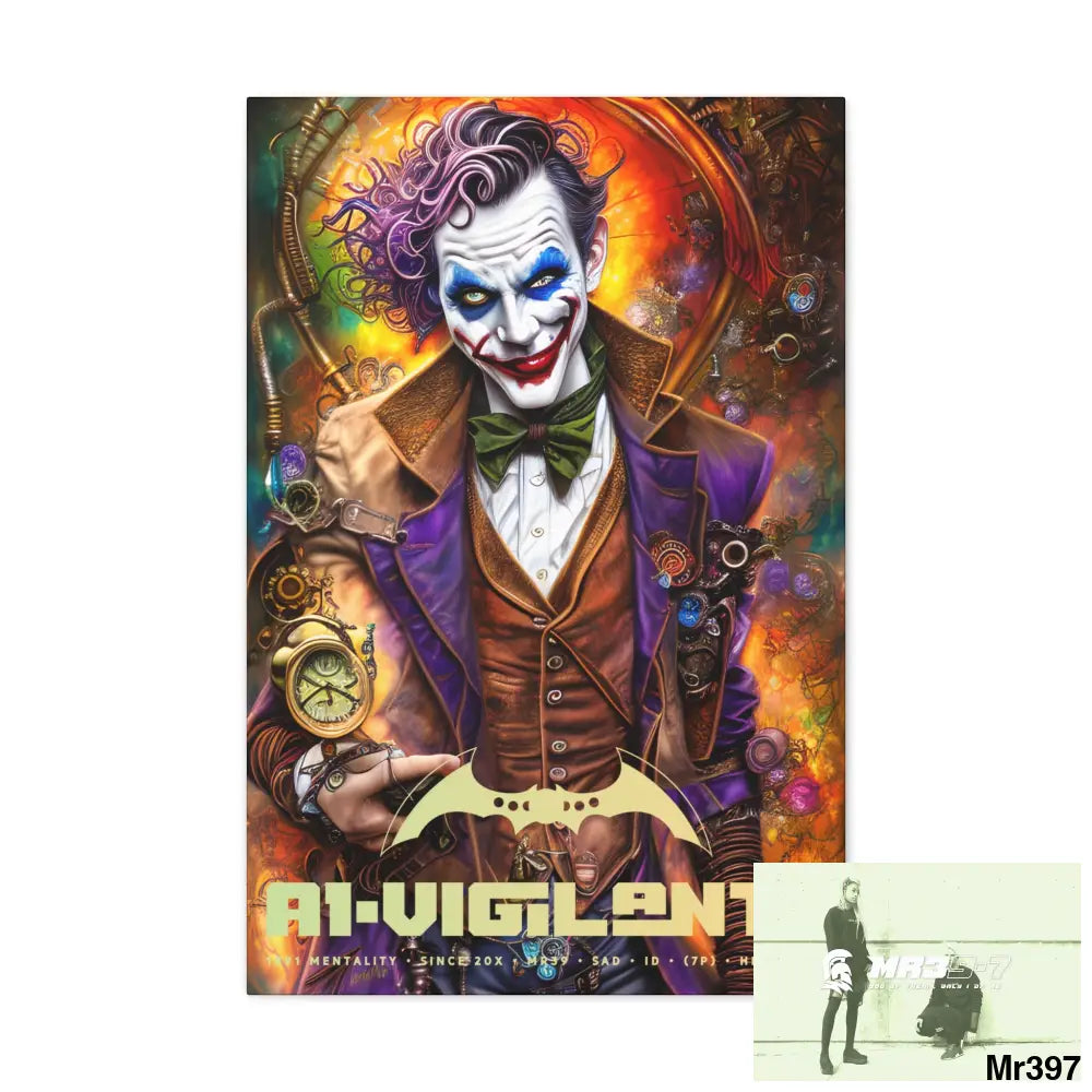 Canvas Gallery Wraps A1vigilante Steampunk Joker Hearts Tribal Fractal 20″ x 30″ / Premium Gallery Wraps (1.25″) Canvas