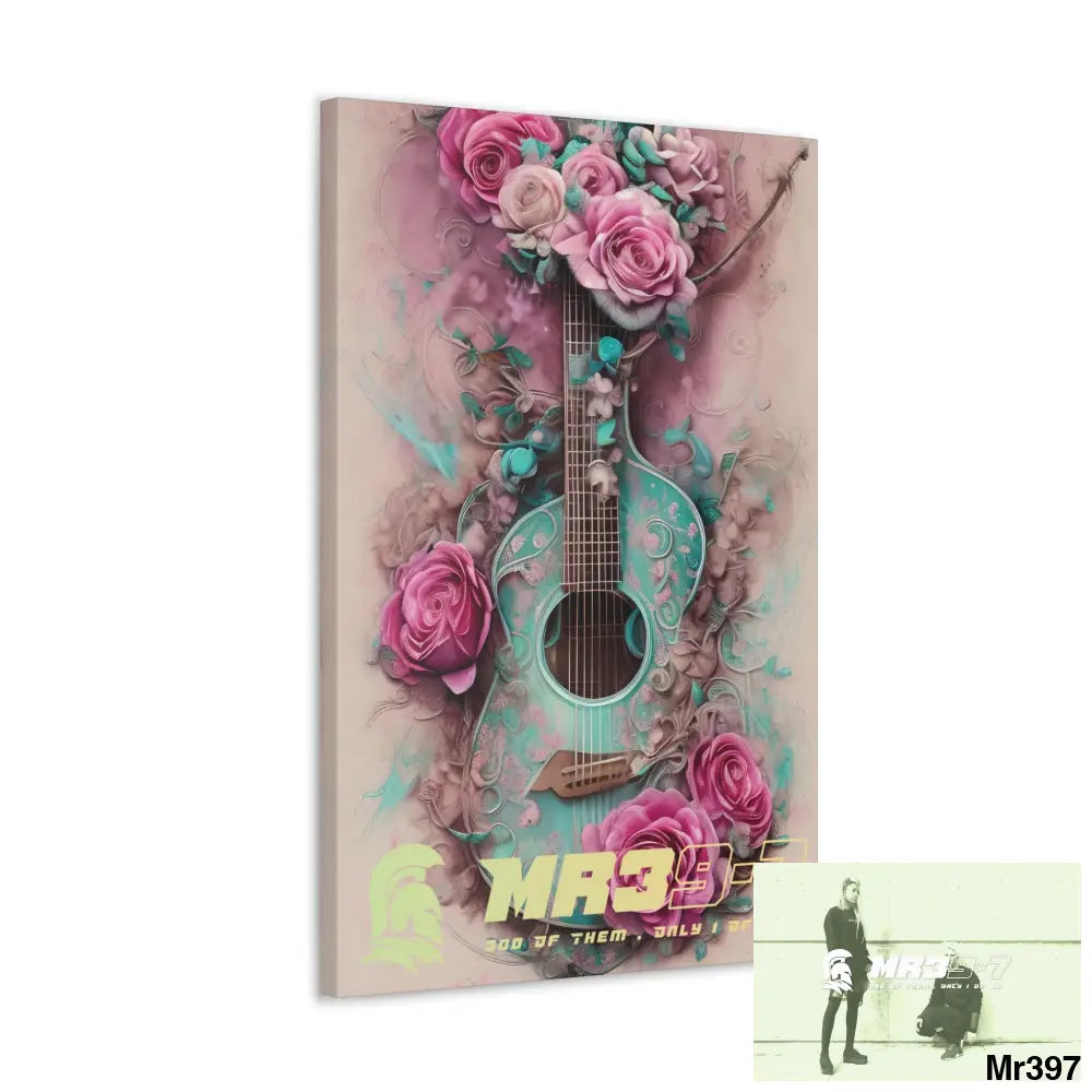 Canvas Gallery Wraps MR39 Pink Roses & Guitar Canvas