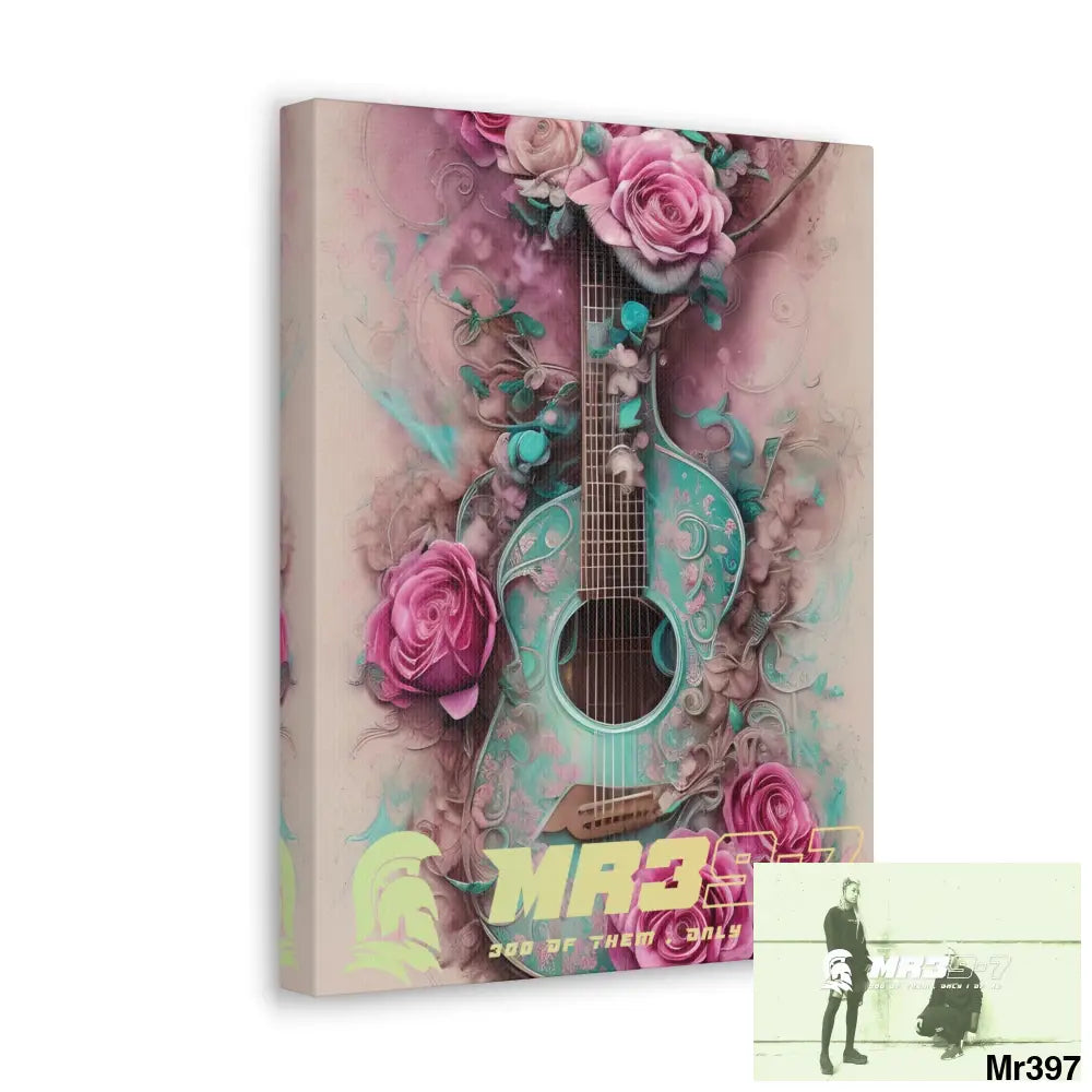 Canvas Gallery Wraps MR39 Pink Roses & Guitar Canvas