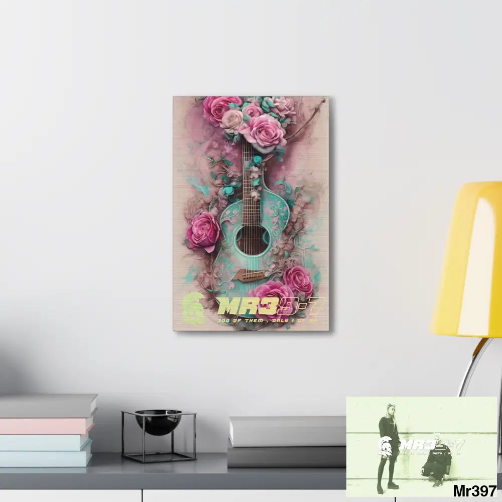 Canvas Gallery Wraps MR39 Pink Roses & Guitar Canvas