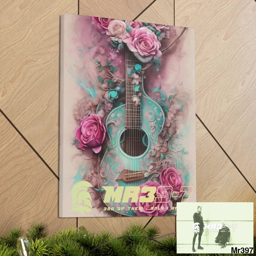 Canvas Gallery Wraps MR39 Pink Roses & Guitar Canvas