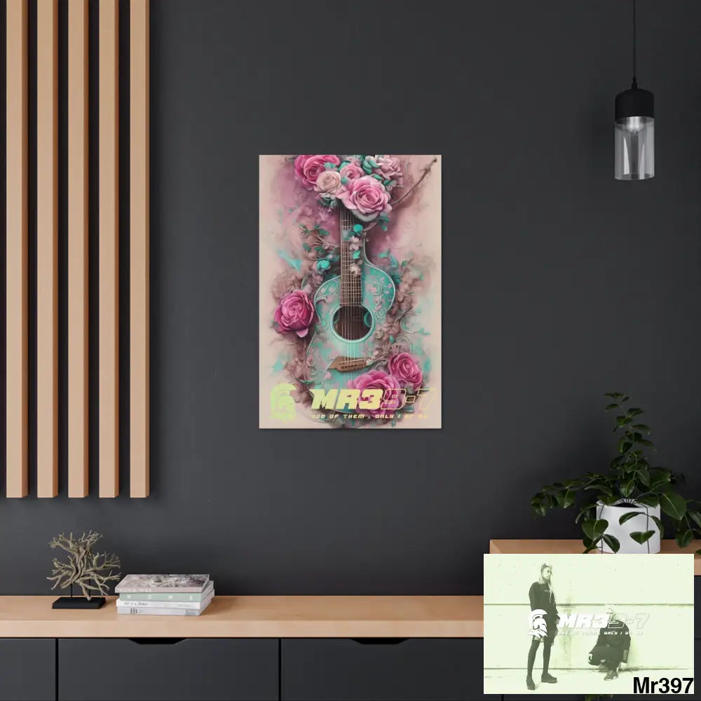 Canvas Gallery Wraps MR39 Pink Roses & Guitar Canvas