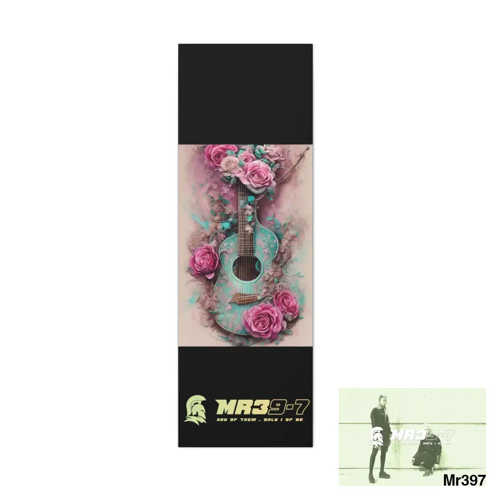 Canvas Gallery Wraps MR39 Pink Roses & Guitar 20″ x 60″ / Premium Gallery Wraps (1.25″) Canvas