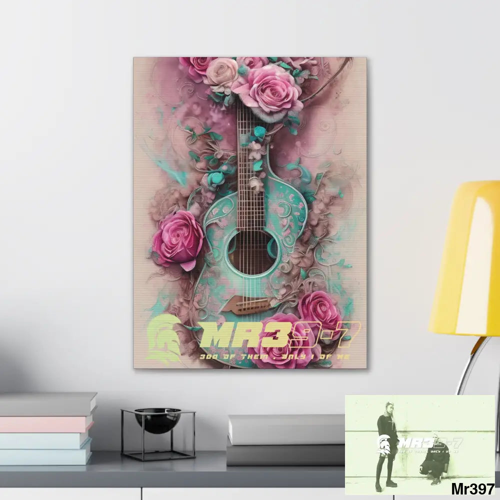 Canvas Gallery Wraps MR39 Pink Roses & Guitar Canvas