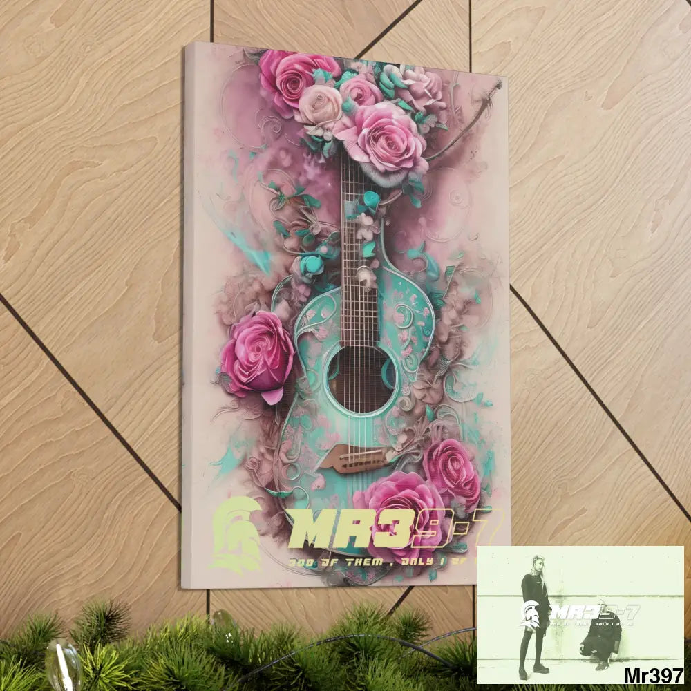 Canvas Gallery Wraps MR39 Pink Roses & Guitar Canvas