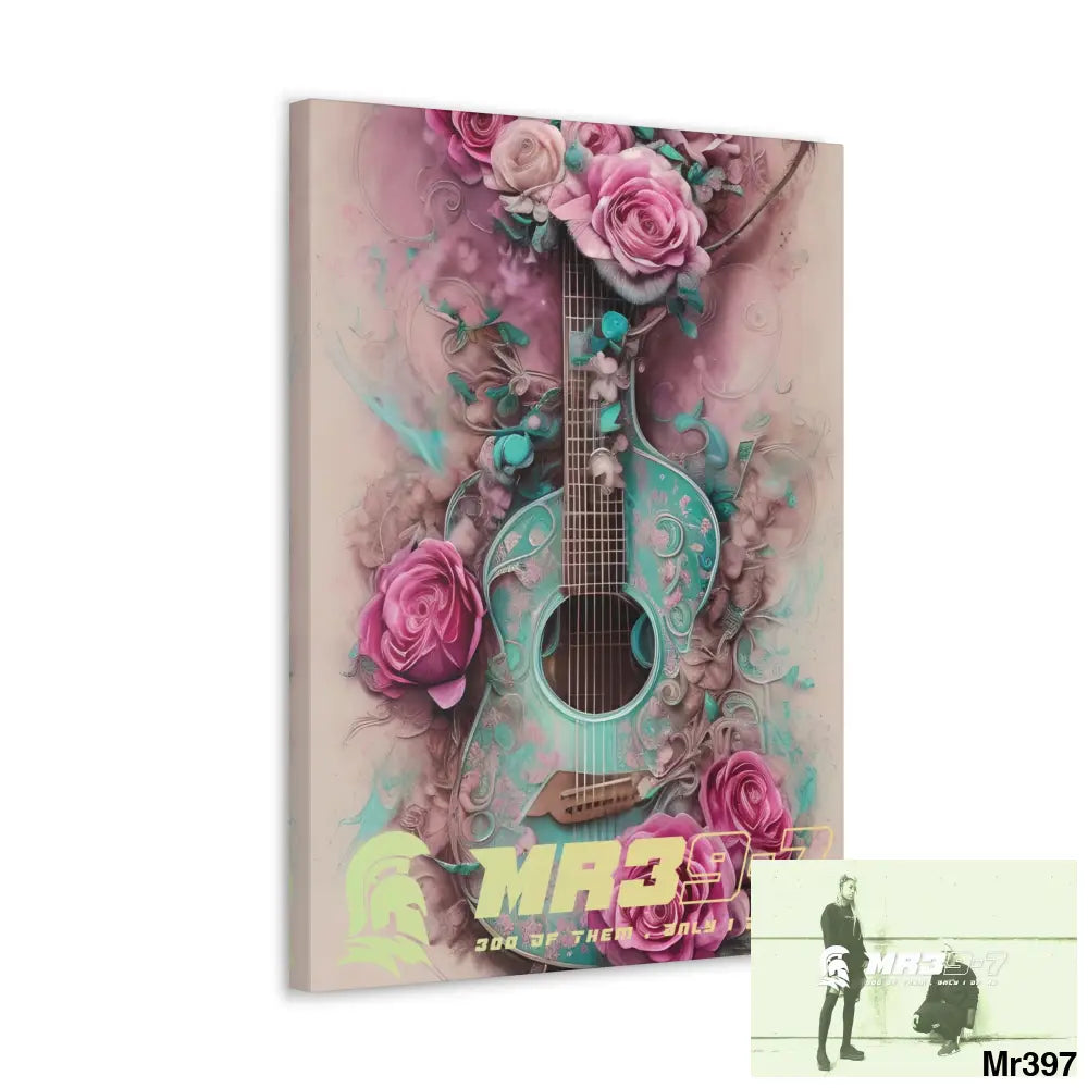 Canvas Gallery Wraps MR39 Pink Roses & Guitar Canvas