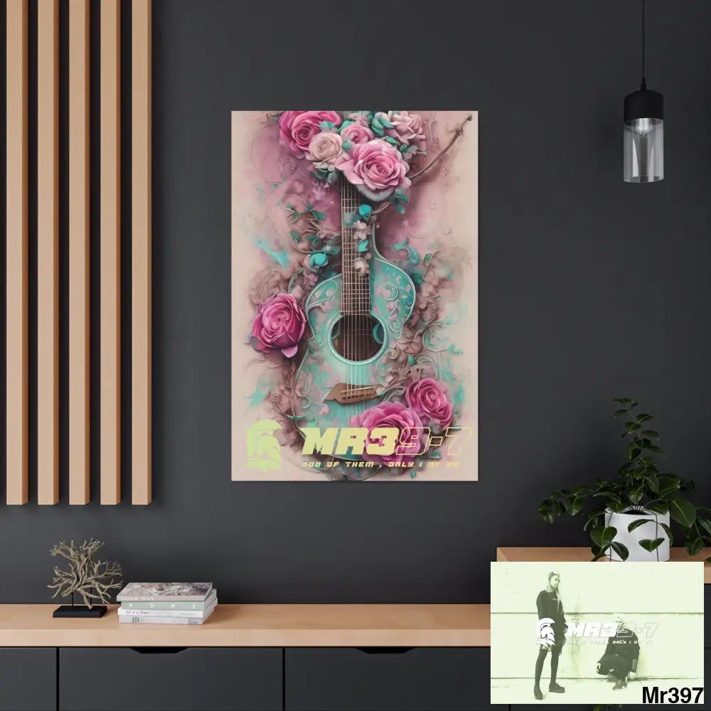 Canvas Gallery Wraps MR39 Pink Roses & Guitar Canvas