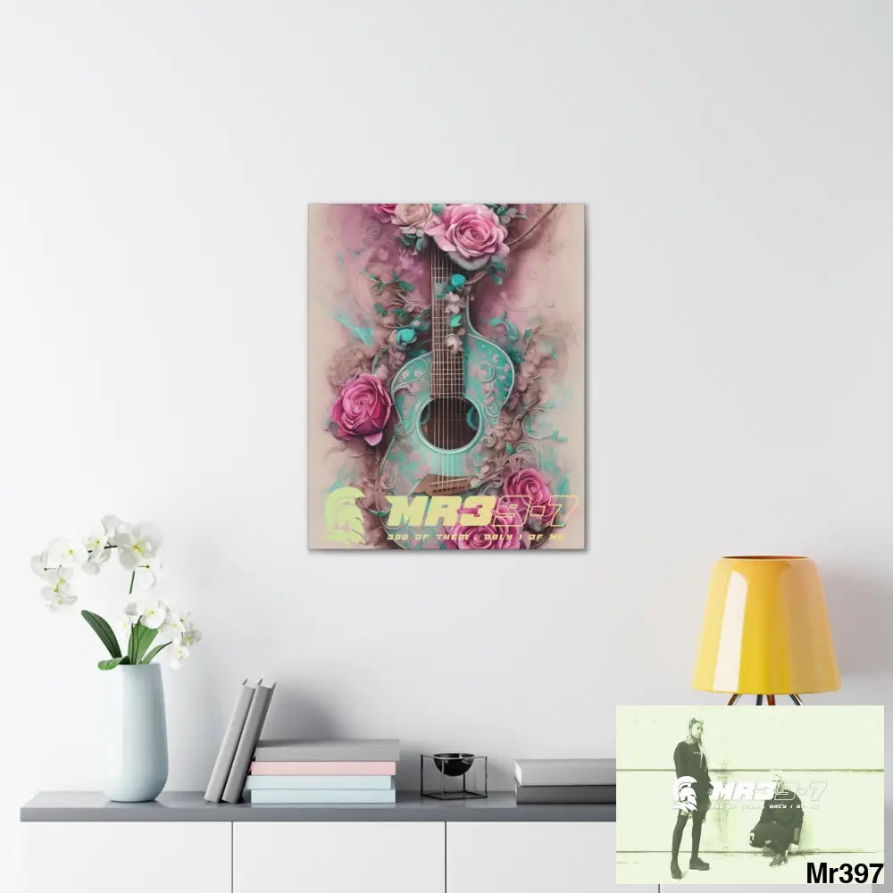 Canvas Gallery Wraps MR39 Pink Roses & Guitar Canvas