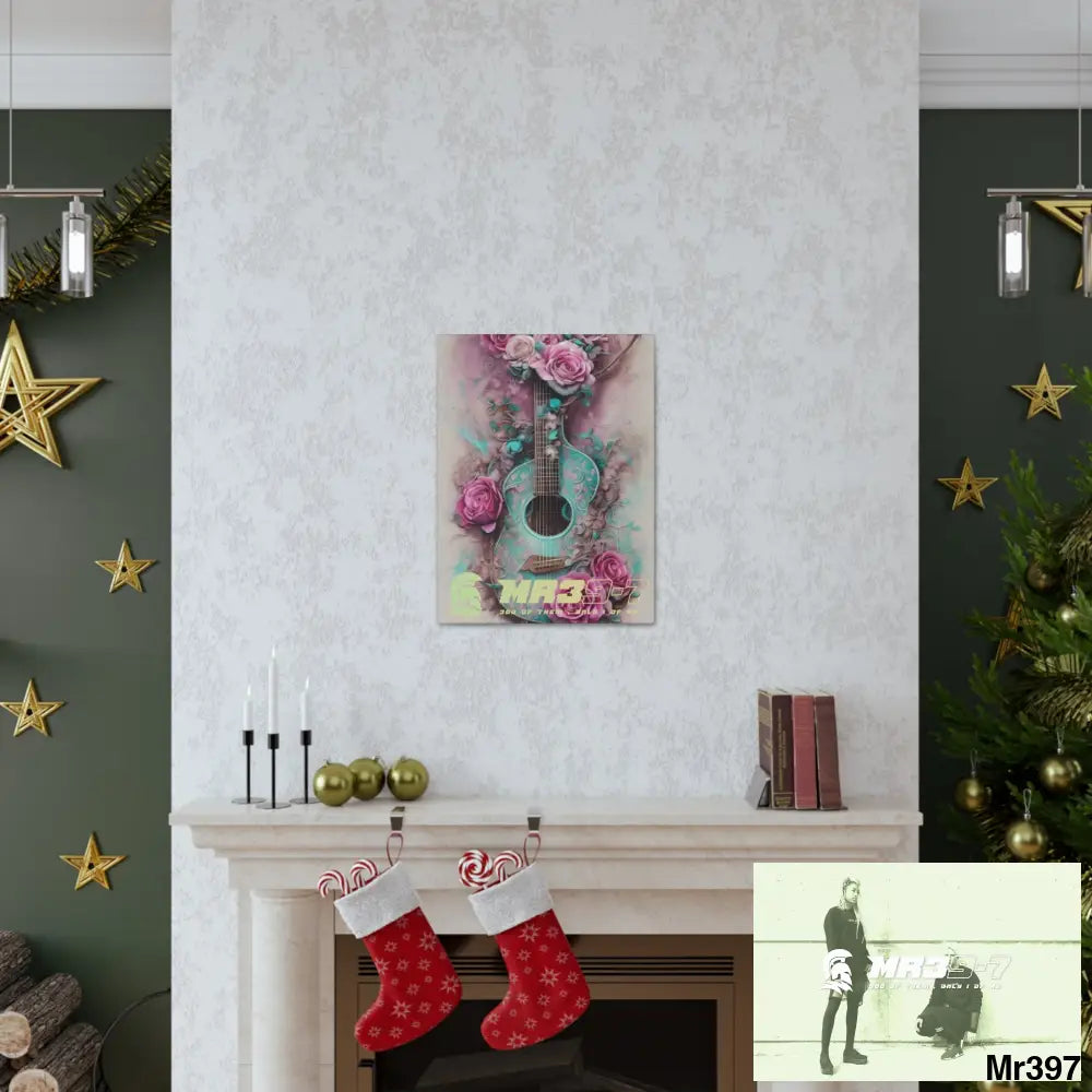 Canvas Gallery Wraps MR39 Pink Roses & Guitar Canvas