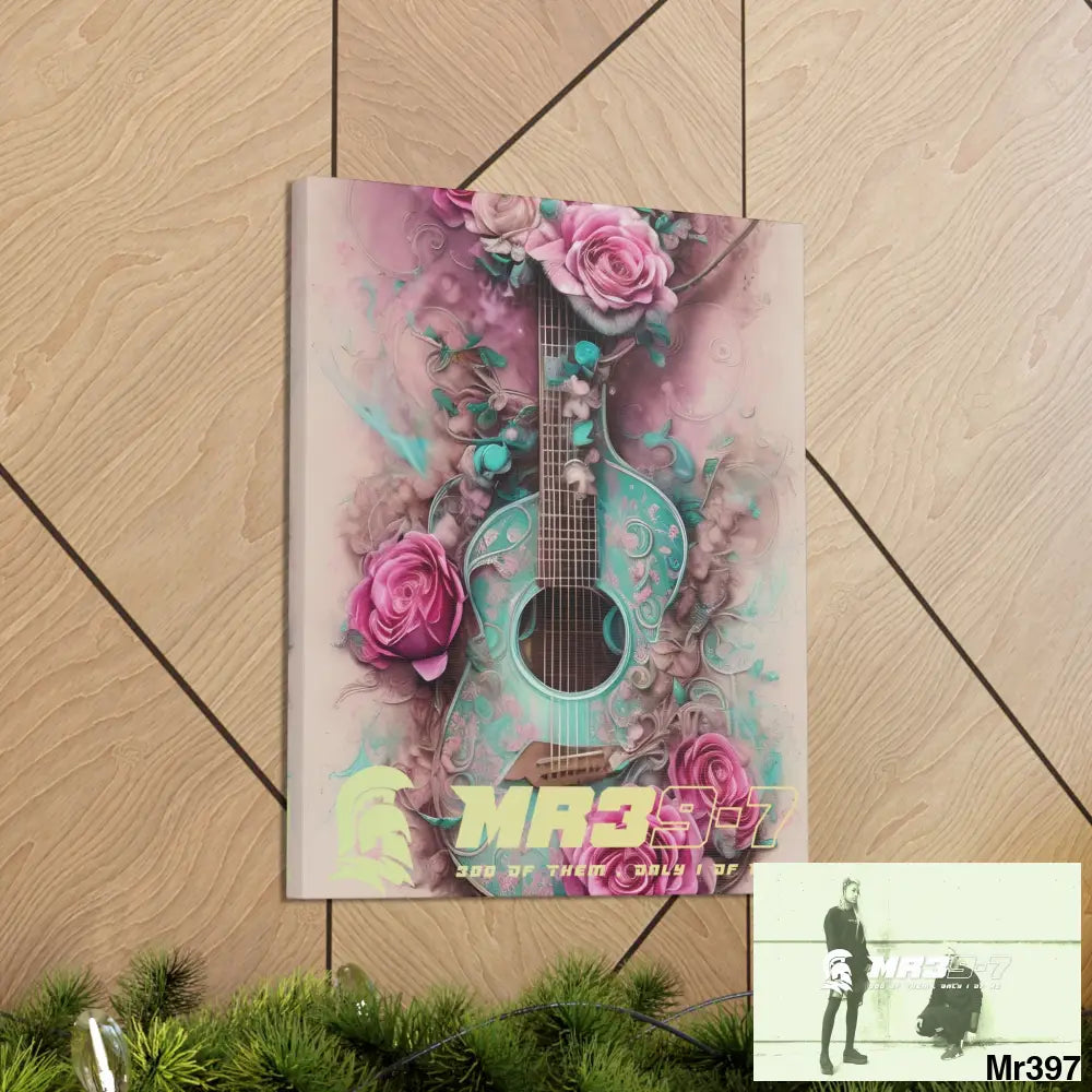 Canvas Gallery Wraps MR39 Pink Roses & Guitar Canvas