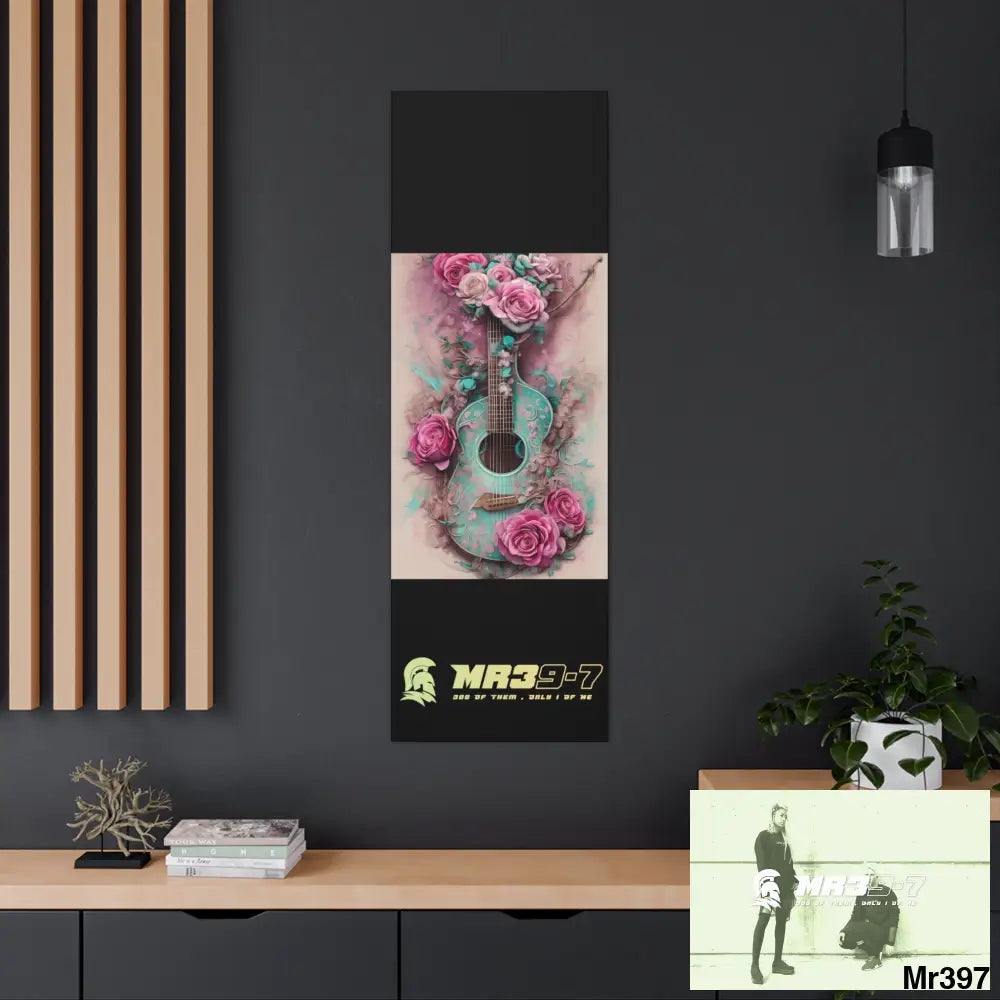 Canvas Gallery Wraps MR39 Pink Roses & Guitar Canvas