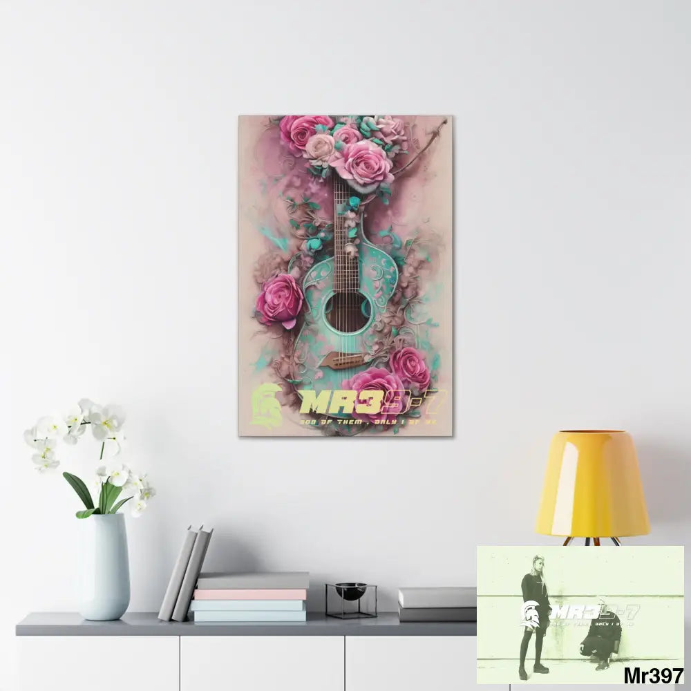 Canvas Gallery Wraps MR39 Pink Roses & Guitar Canvas