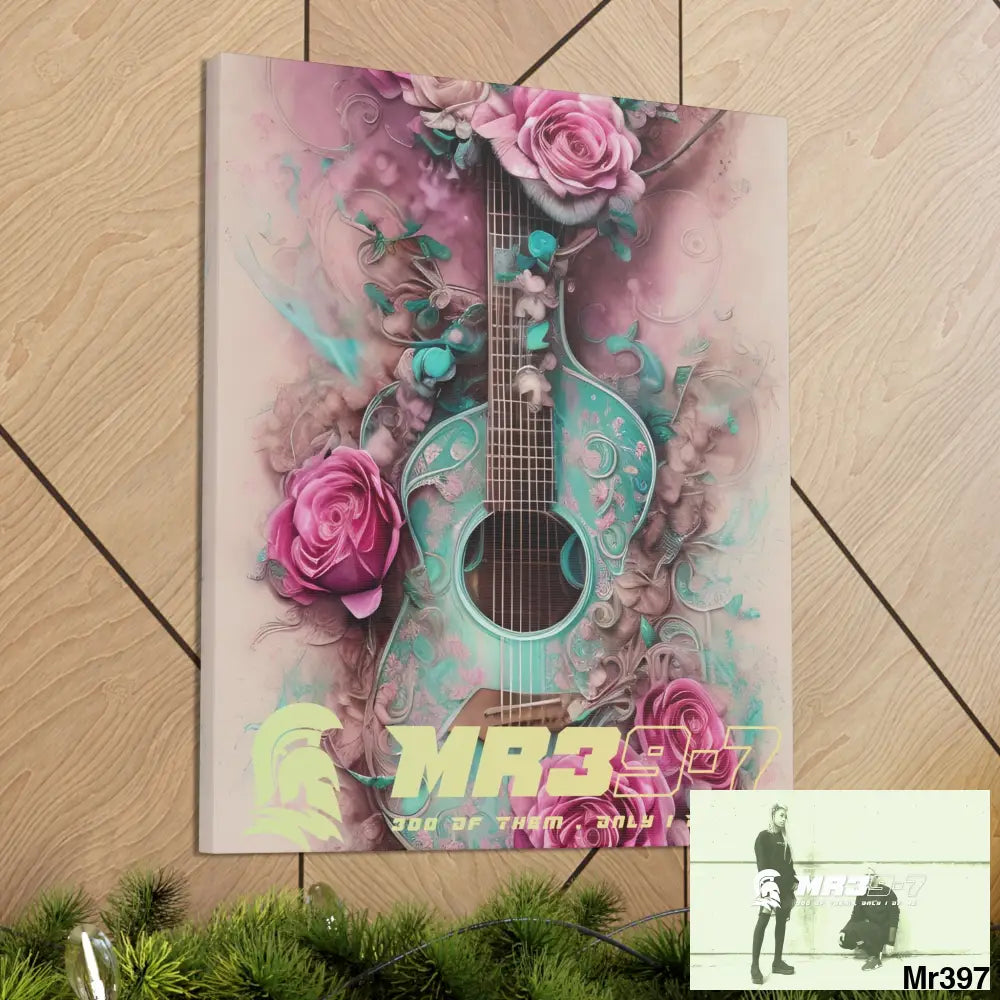 Canvas Gallery Wraps MR39 Pink Roses & Guitar Canvas