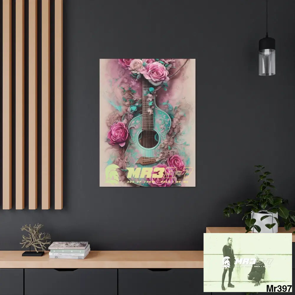 Canvas Gallery Wraps MR39 Pink Roses & Guitar Canvas