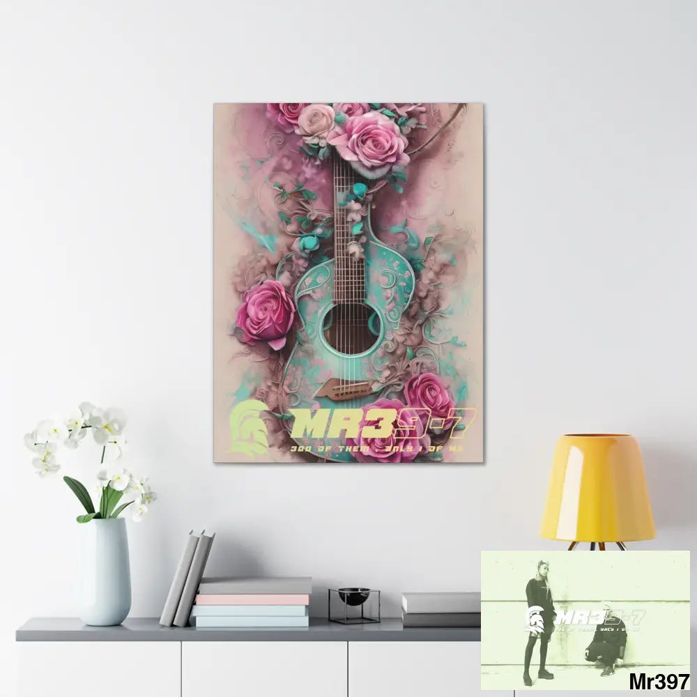 Canvas Gallery Wraps MR39 Pink Roses & Guitar Canvas