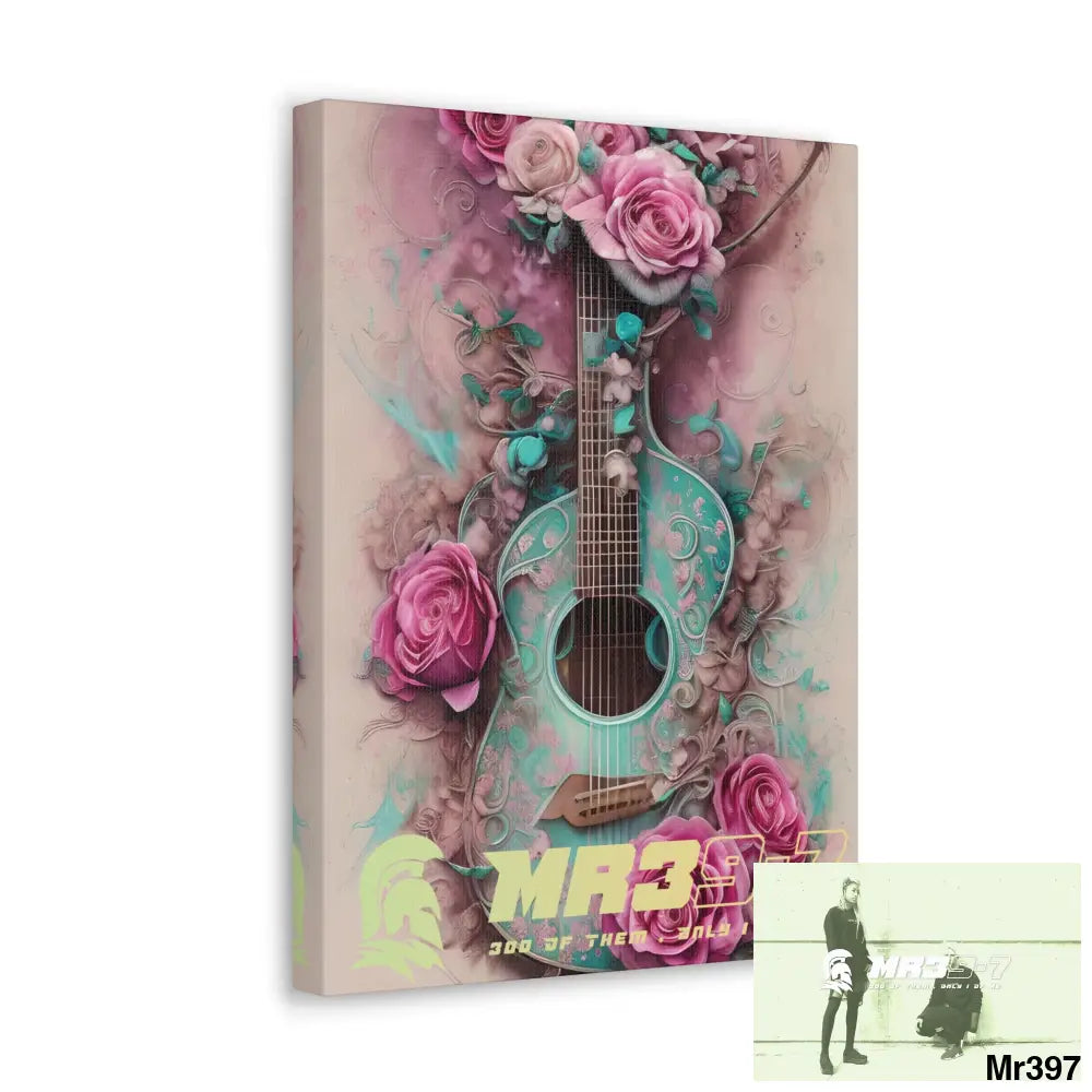 Canvas Gallery Wraps MR39 Pink Roses & Guitar Canvas